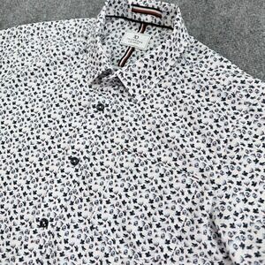 7 Diamonds Shirt Men Small White Floral Cion 4 Way Stretch Woven Button Up